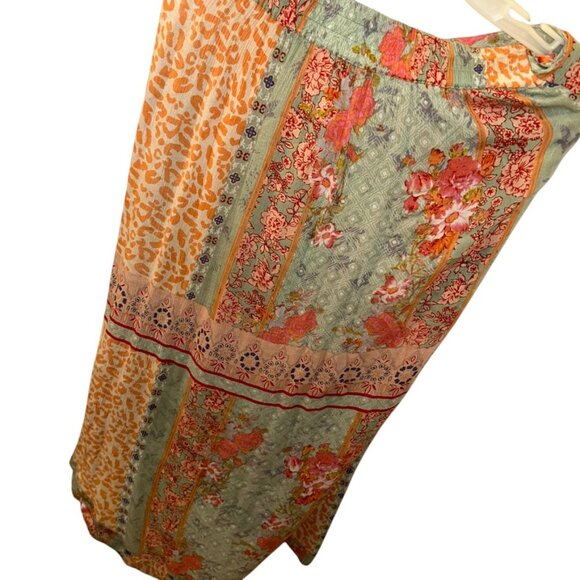 Z&L spring floral bohemian patchwork wrap tie front skirt M French Provencal - Picture 5 of 6